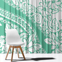 Polynesian Tiare Flower Cyan Pastel Vibes Window Curtain