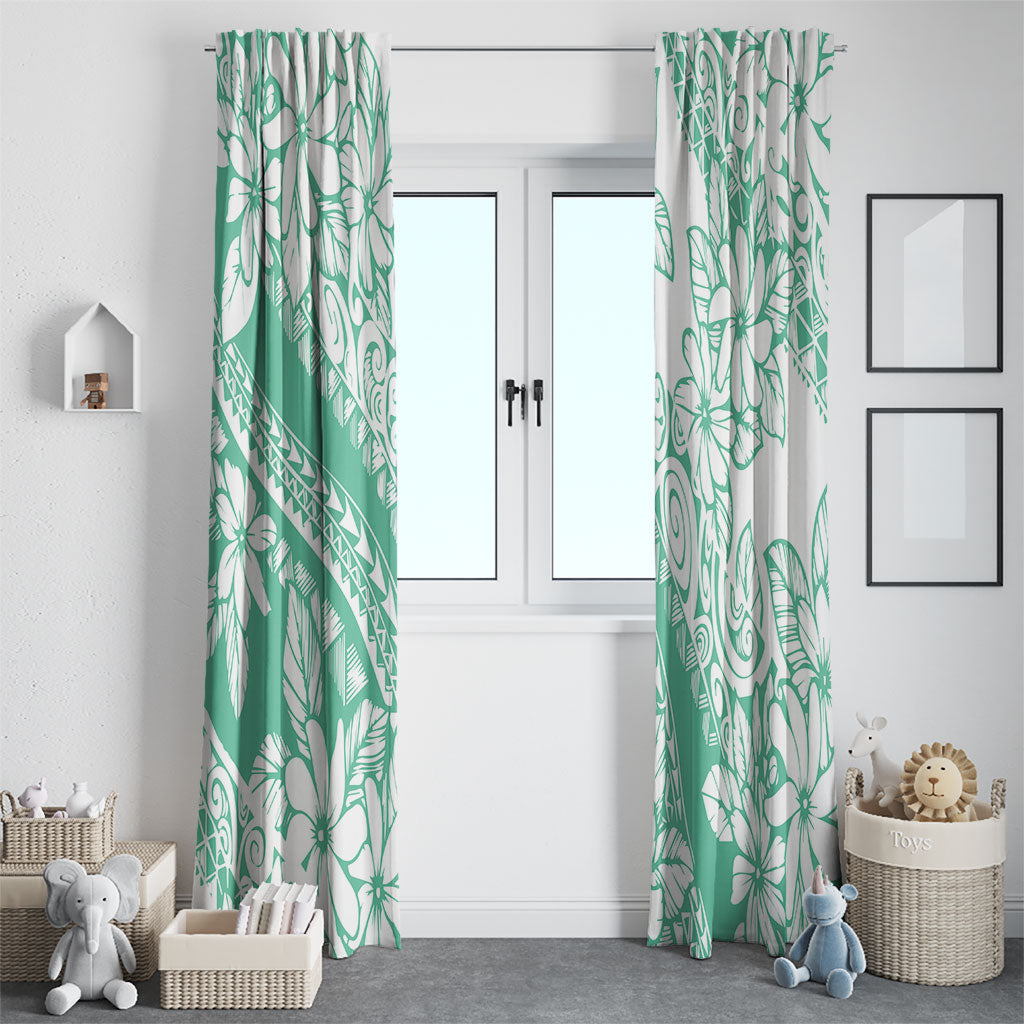 Polynesian Tiare Flower Cyan Pastel Vibes Window Curtain
