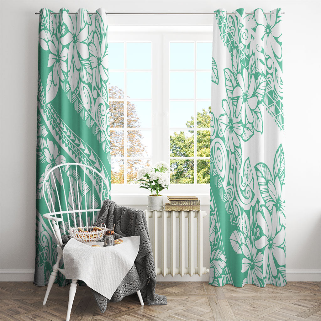 Polynesian Tiare Flower Cyan Pastel Vibes Window Curtain