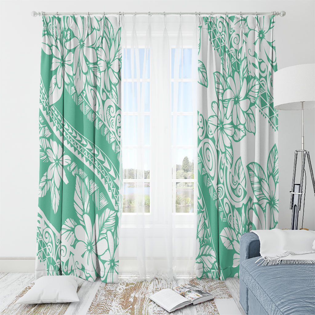 Polynesian Tiare Flower Cyan Pastel Vibes Window Curtain