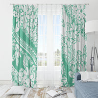 Polynesian Tiare Flower Cyan Pastel Vibes Window Curtain