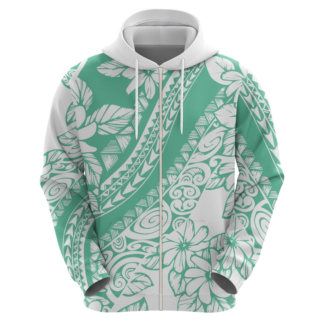 Polynesian Tiare Flower Cyan Pastel Vibes Zip Hoodie LT14 - Polynesian Pride