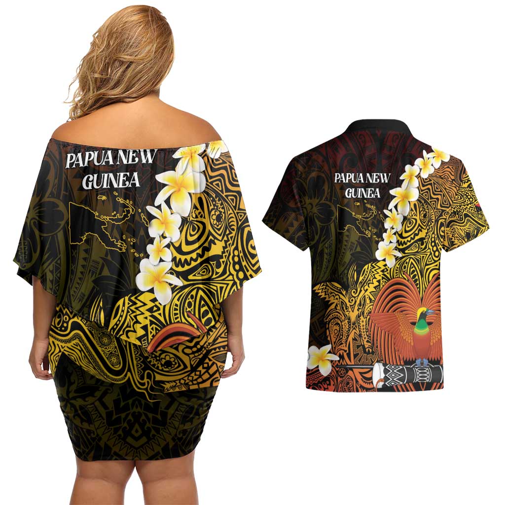 Papua New Guinea 1975 Couples Matching Off Shoulder Short Dress and Hawaiian Shirt Create Our History Inspire Our Future LT14 - Polynesian Pride