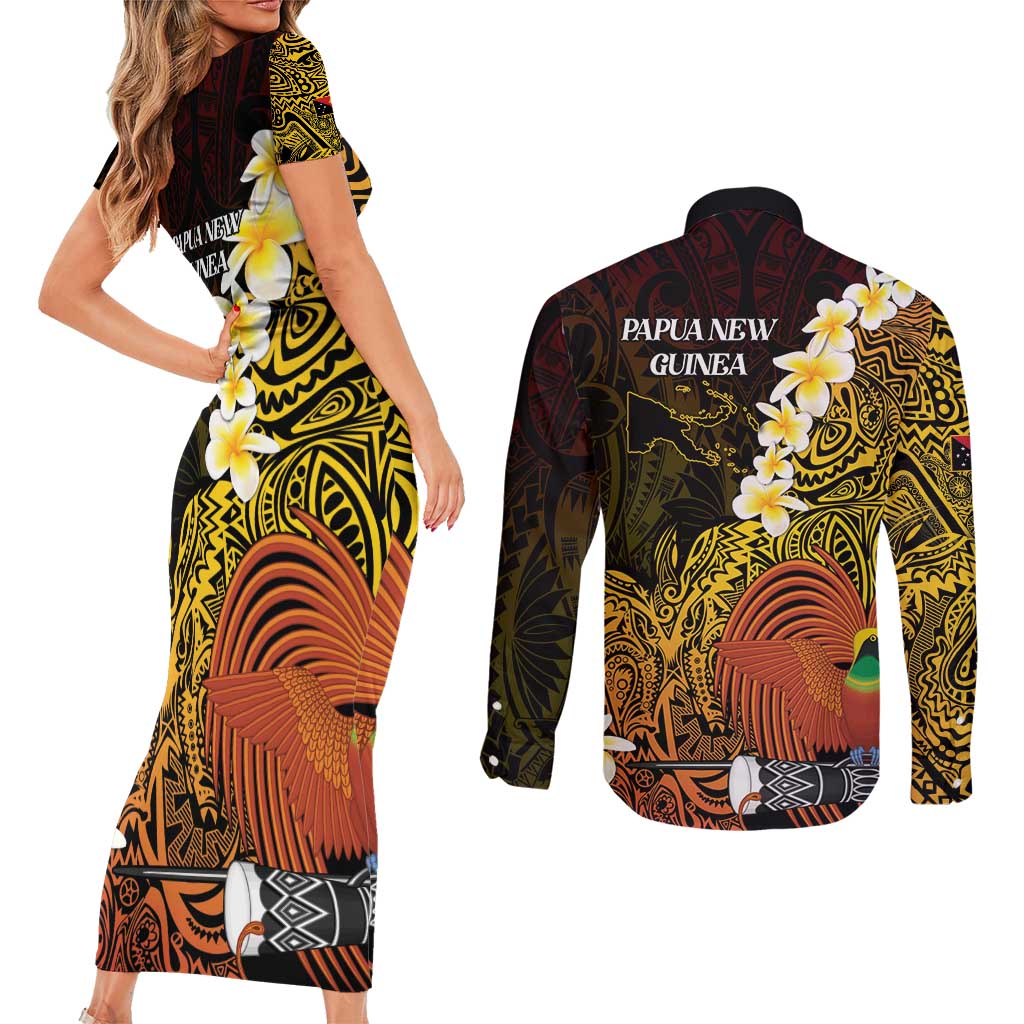 Papua New Guinea 1975 Couples Matching Short Sleeve Bodycon Dress and Long Sleeve Button Shirt Create Our History Inspire Our Future LT14 - Polynesian Pride