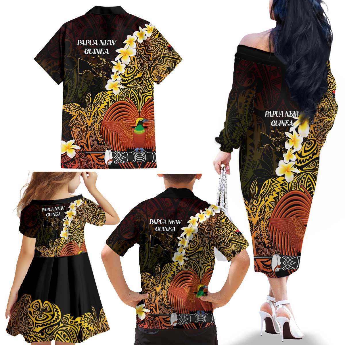 Papua New Guinea 1975 Family Matching Off The Shoulder Long Sleeve Dress and Hawaiian Shirt Create Our History Inspire Our Future - Polynesian Pride