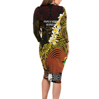 Papua New Guinea 1975 Long Sleeve Bodycon Dress Create Our History Inspire Our Future - Polynesian Pride