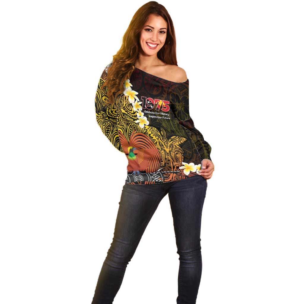 Papua New Guinea 1975 Off Shoulder Sweater Create Our History Inspire Our Future - Polynesian Pride