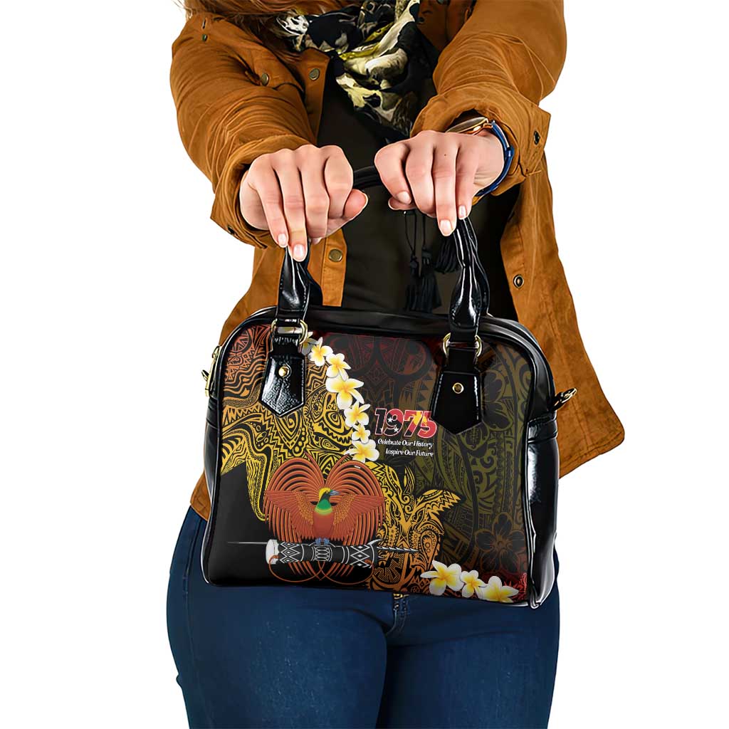 Papua New Guinea 1975 Shoulder Handbag Create Our History Inspire Our Future LT14 One Size Black - Polynesian Pride