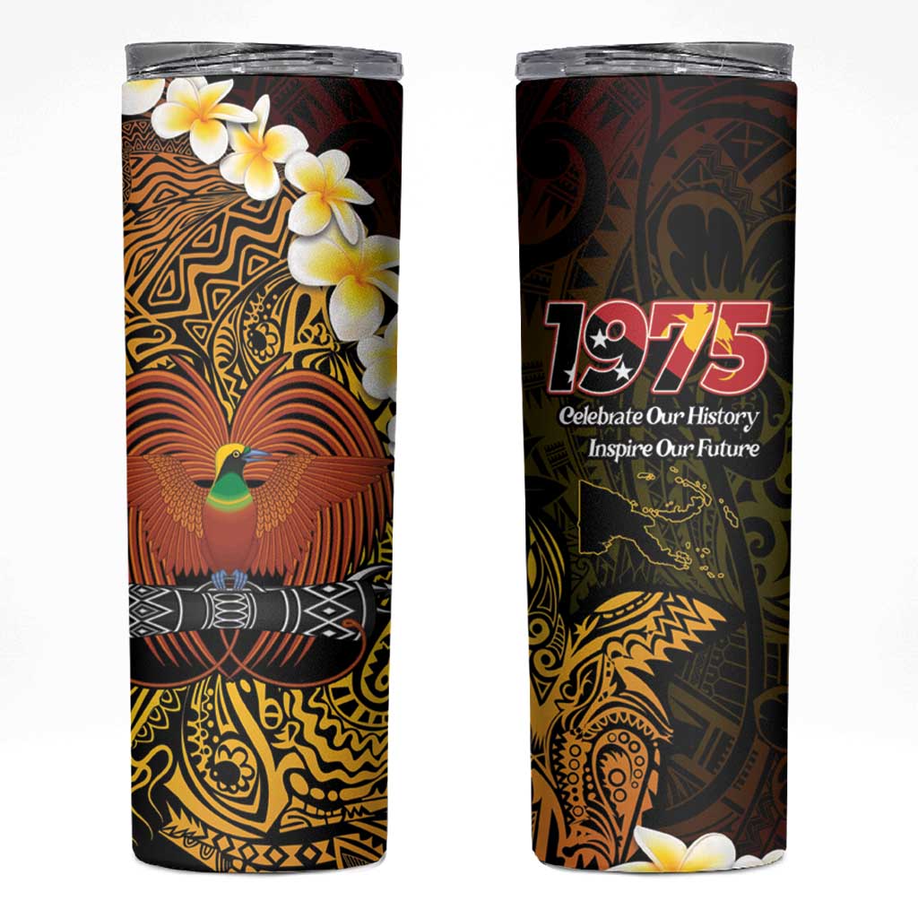 Papua New Guinea 1975 Skinny Tumbler Create Our History Inspire Our Future LT14 Black - Polynesian Pride