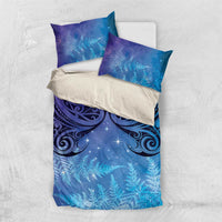New Zealand Matariki Bedding Set Aotearoa Maori New Year Galaxy Maori Silver Fern LT14 US Twin 172cm x 218cm Blue - Polynesian Pride