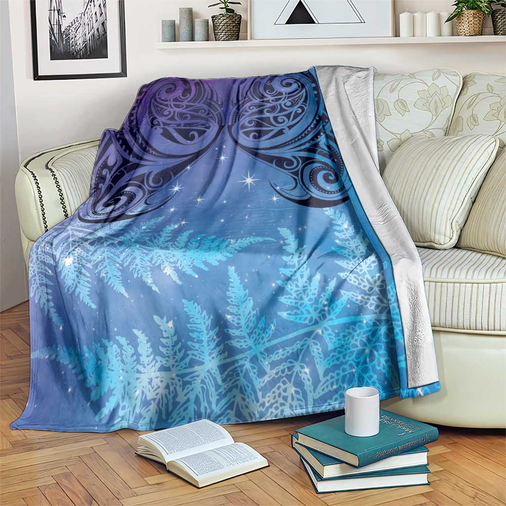 New Zealand Matariki Blanket Aotearoa Maori New Year Galaxy Maori Silver Fern LT14 Blue - Polynesian Pride