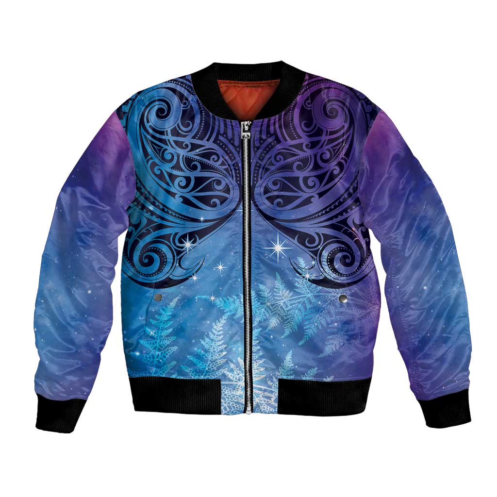 New Zealand Matariki Bomber Jacket Aotearoa Maori New Year Galaxy Maori Silver Fern LT14 Unisex Blue - Polynesian Pride
