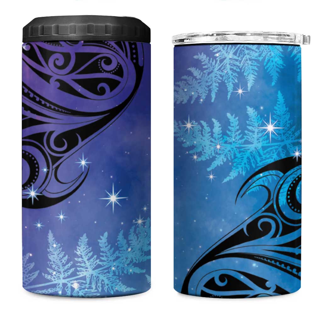 New Zealand Matariki 4 in 1 Can Cooler Tumbler Aotearoa Maori New Year Galaxy Maori Silver Fern