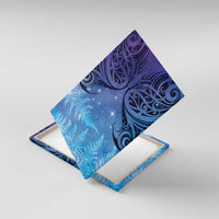 New Zealand Matariki Canvas Wall Art Aotearoa Maori New Year Galaxy Maori Silver Fern LT14 With Frame Blue - Polynesian Pride