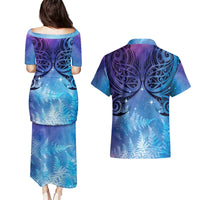 New Zealand Matariki Couples Matching Puletasi and Hawaiian Shirt Aotearoa Maori New Year Galaxy Maori Silver Fern LT14 - Polynesian Pride
