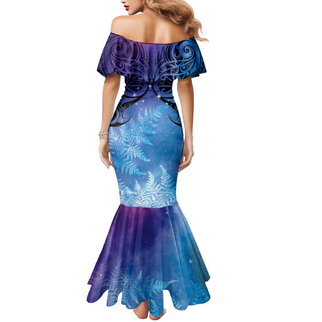 New Zealand Matariki Family Matching Mermaid Dress and Hawaiian Shirt Aotearoa Maori New Year Galaxy Maori Silver Fern LT14 - Polynesian Pride