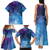 New Zealand Matariki Family Matching Tank Maxi Dress and Hawaiian Shirt Aotearoa Maori New Year Galaxy Maori Silver Fern LT14 - Polynesian Pride