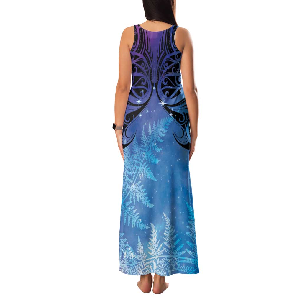 New Zealand Matariki Family Matching Tank Maxi Dress and Hawaiian Shirt Aotearoa Maori New Year Galaxy Maori Silver Fern LT14 - Polynesian Pride