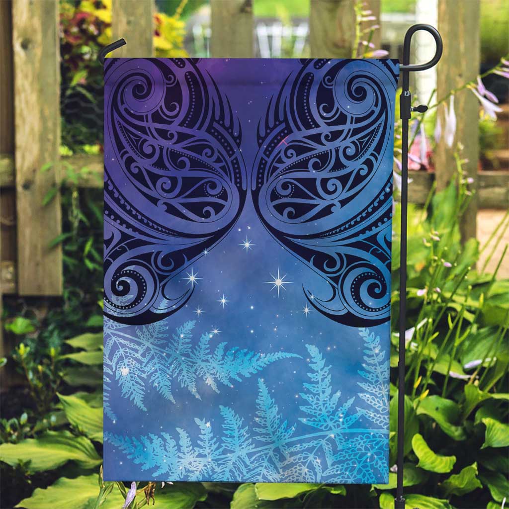 New Zealand Matariki Garden Flag Aotearoa Maori New Year Galaxy Maori Silver Fern LT14 Garden Flag Blue - Polynesian Pride