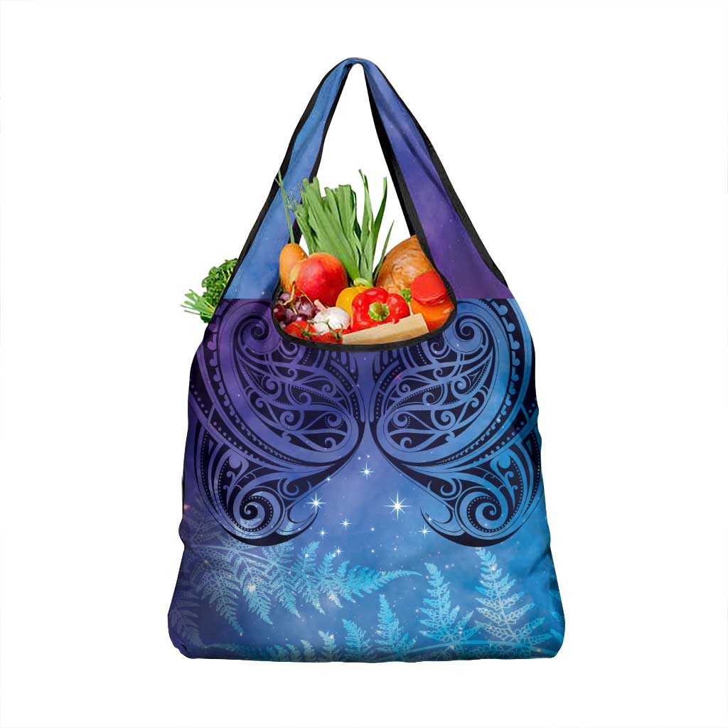New Zealand Matariki Grocery Bag Aotearoa Maori New Year Galaxy Maori Silver Fern LT14 1-pack One Size Blue - Polynesian Pride