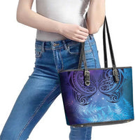 New Zealand Matariki Leather Tote Bag Aotearoa Maori New Year Galaxy Maori Silver Fern LT14 - Polynesian Pride