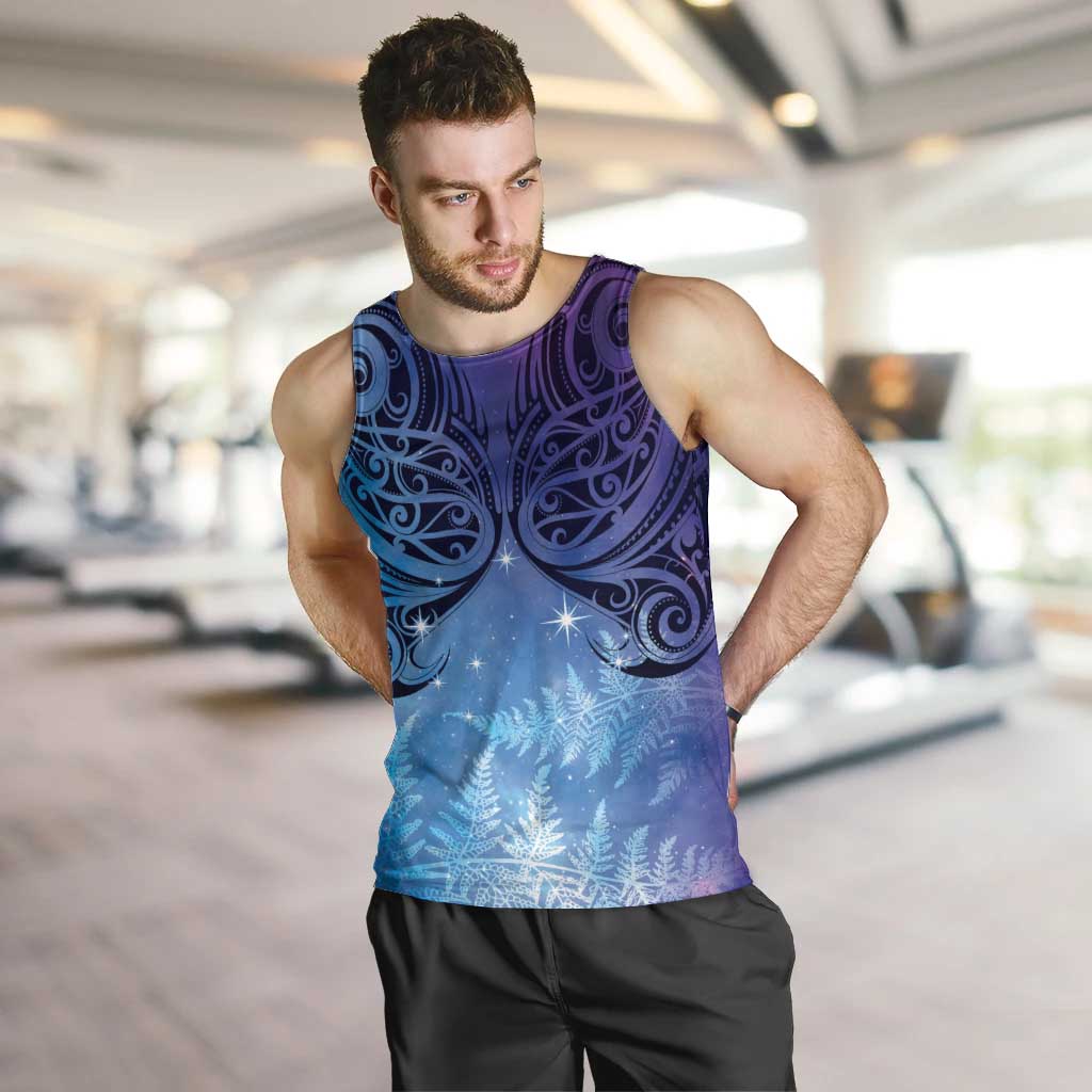 New Zealand Matariki Men Tank Top Aotearoa Maori New Year Galaxy Maori Silver Fern LT14 Blue - Polynesian Pride