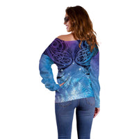 New Zealand Matariki Off Shoulder Sweater Aotearoa Maori New Year Galaxy Maori Silver Fern LT14 - Polynesian Pride
