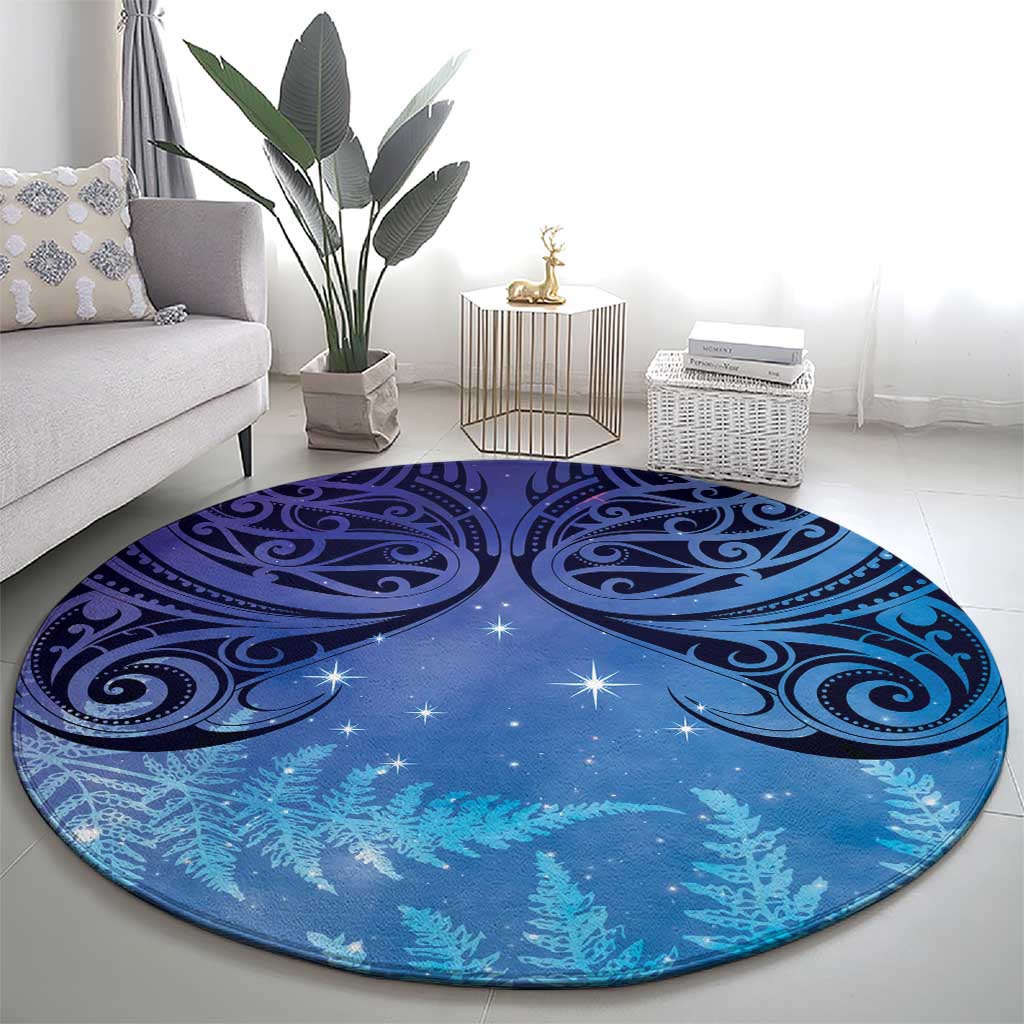 New Zealand Matariki Round Carpet Aotearoa Maori New Year Galaxy Maori Silver Fern LT14 - Polynesian Pride