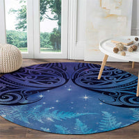 New Zealand Matariki Round Carpet Aotearoa Maori New Year Galaxy Maori Silver Fern LT14 - Polynesian Pride