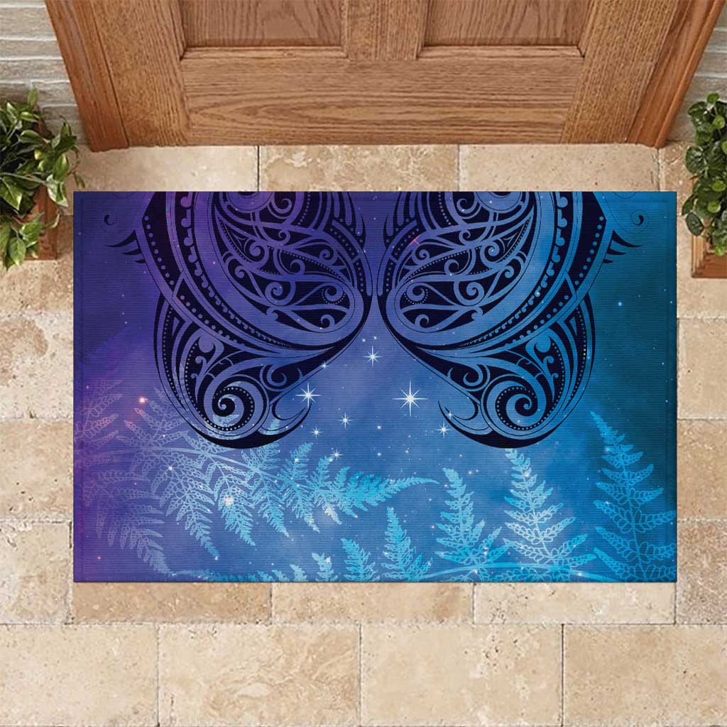 New Zealand Matariki Rubber Doormat Aotearoa Maori New Year Galaxy Maori Silver Fern LT14 Blue - Polynesian Pride