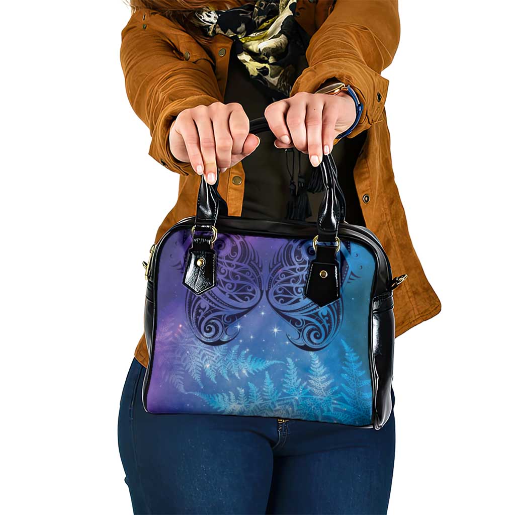 New Zealand Matariki Shoulder Handbag Aotearoa Maori New Year Galaxy Maori Silver Fern LT14 One Size Blue - Polynesian Pride