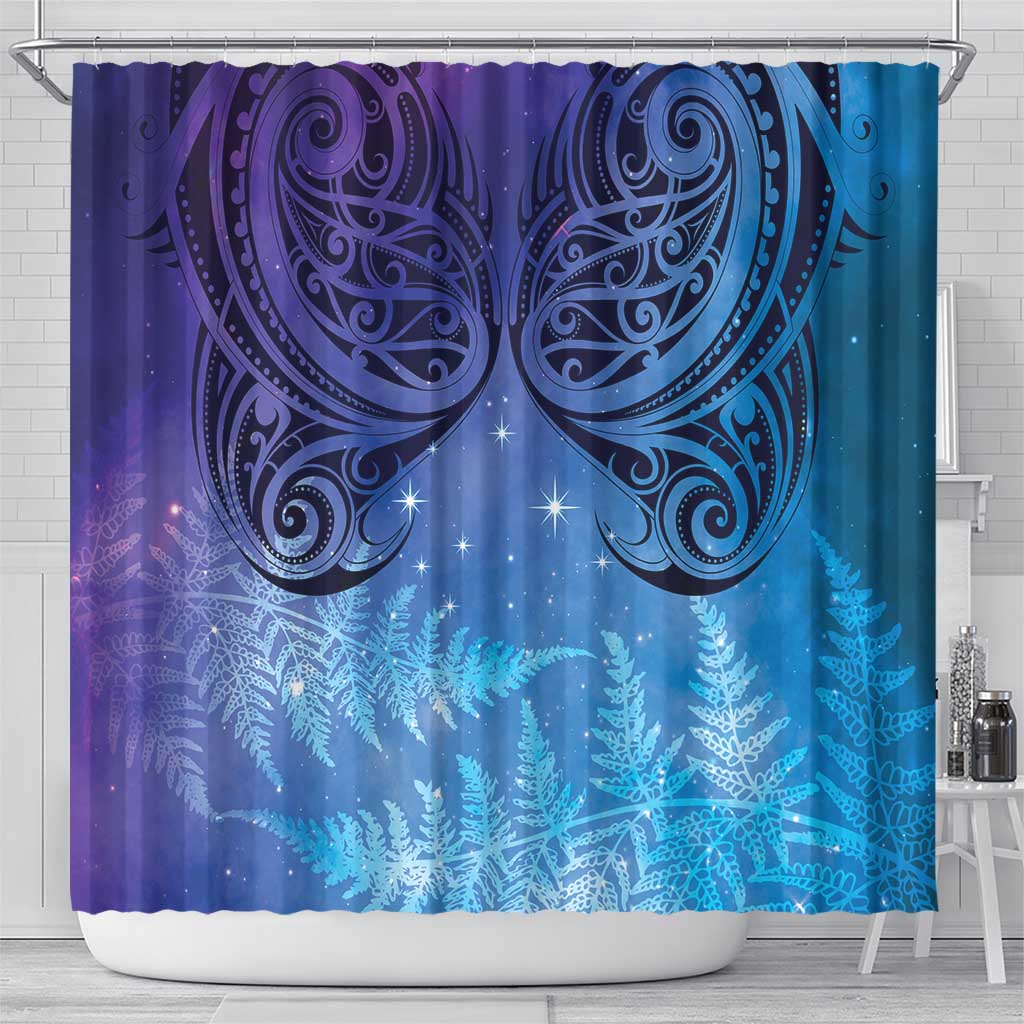 New Zealand Matariki Shower Curtain Aotearoa Maori New Year Galaxy Maori Silver Fern LT14 - Polynesian Pride