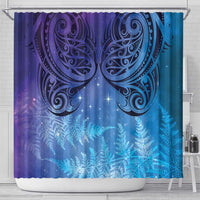 New Zealand Matariki Shower Curtain Aotearoa Maori New Year Galaxy Maori Silver Fern LT14 - Polynesian Pride