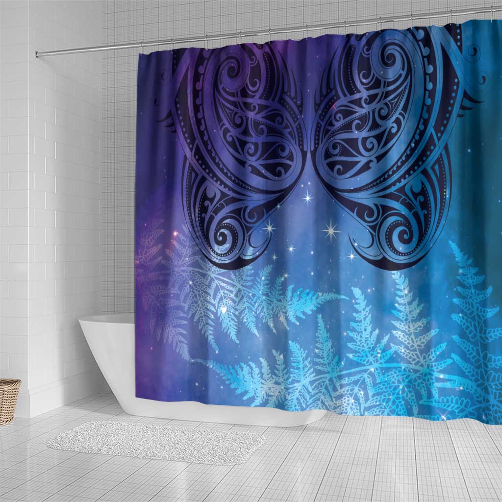 New Zealand Matariki Shower Curtain Aotearoa Maori New Year Galaxy Maori Silver Fern LT14 - Polynesian Pride