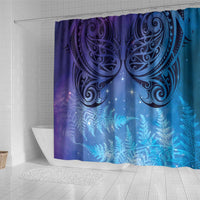 New Zealand Matariki Shower Curtain Aotearoa Maori New Year Galaxy Maori Silver Fern LT14 - Polynesian Pride