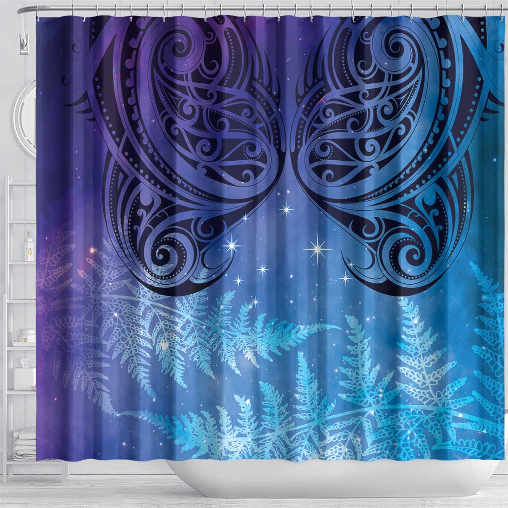 New Zealand Matariki Shower Curtain Aotearoa Maori New Year Galaxy Maori Silver Fern LT14 - Polynesian Pride