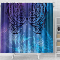 New Zealand Matariki Shower Curtain Aotearoa Maori New Year Galaxy Maori Silver Fern LT14 - Polynesian Pride