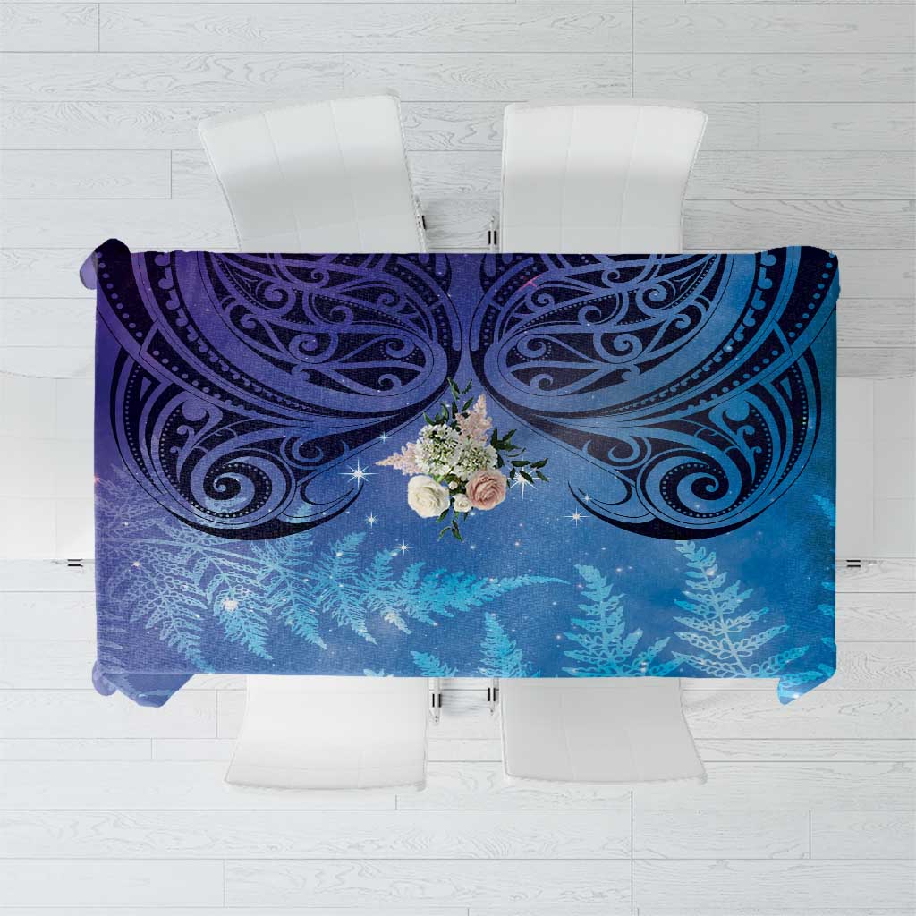 New Zealand Matariki Tablecloth Aotearoa Maori New Year Galaxy Maori Silver Fern LT14 Blue - Polynesian Pride