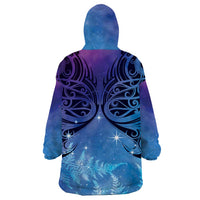 New Zealand Matariki Wearable Blanket Hoodie Aotearoa Maori New Year Galaxy Maori Silver Fern LT14 - Polynesian Pride