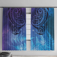 New Zealand Matariki Window Curtain Aotearoa Maori New Year Galaxy Maori Silver Fern LT14 With Hooks Blue - Polynesian Pride