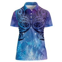 New Zealand Matariki Women Polo Shirt Aotearoa Maori New Year Galaxy Maori Silver Fern LT14 Female Blue - Polynesian Pride