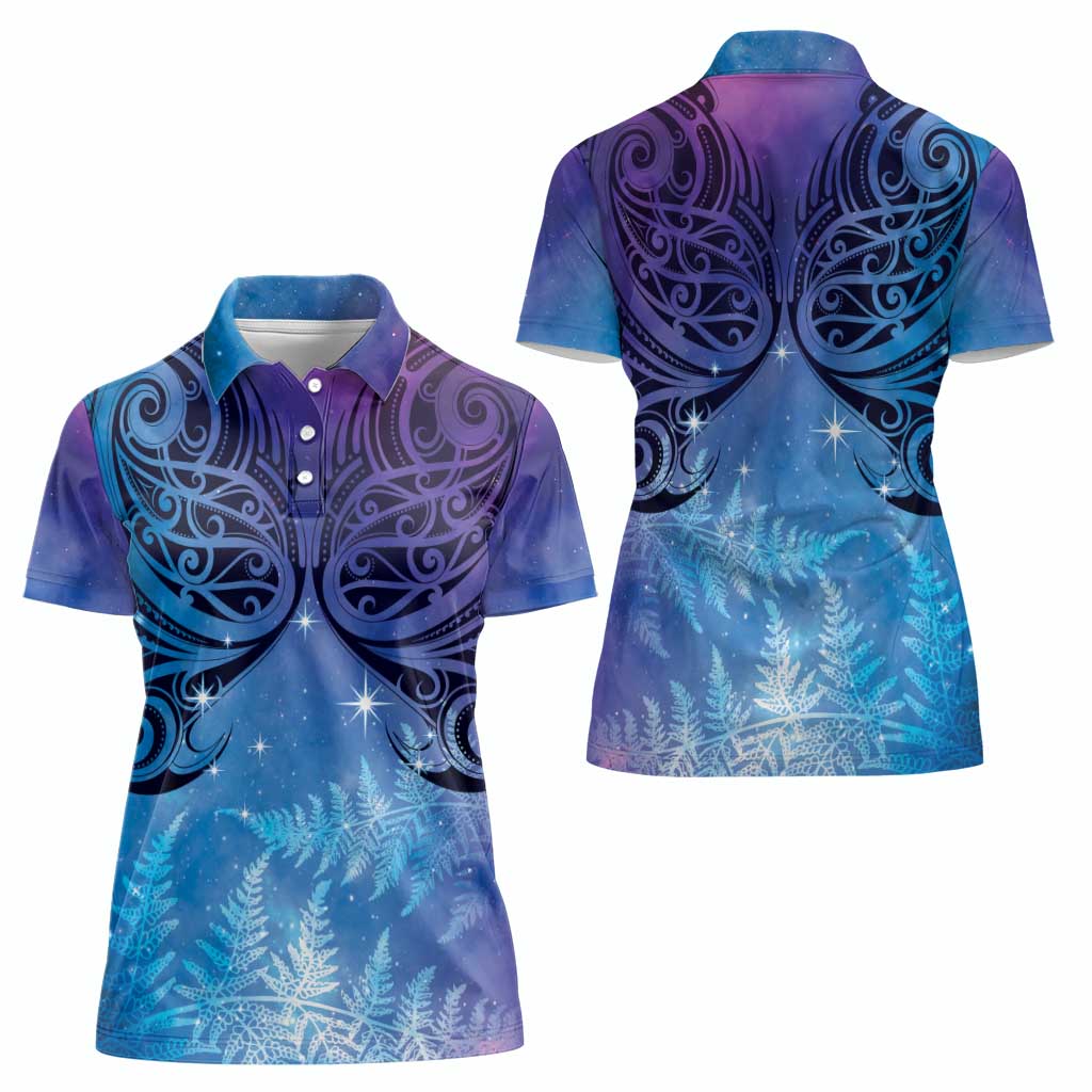 New Zealand Matariki Women Polo Shirt Aotearoa Maori New Year Galaxy Maori Silver Fern LT14 - Polynesian Pride
