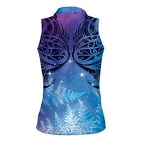 New Zealand Matariki Women Sleeveless Polo Shirt Aotearoa Maori New Year Galaxy Maori Silver Fern LT14 - Polynesian Pride