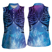 New Zealand Matariki Women Sleeveless Polo Shirt Aotearoa Maori New Year Galaxy Maori Silver Fern LT14 - Polynesian Pride