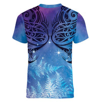 New Zealand Matariki Women V-Neck T-Shirt Aotearoa Maori New Year Galaxy Maori Silver Fern LT14 - Polynesian Pride