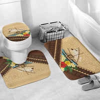 Personalised Bula Vinaka Fiji Drua Bathroom Set Fijian Traditional Canoe Tapa Cloth Beige LT14 Mat Set Only (3 pcs) One Size Beige - Polynesian Pride