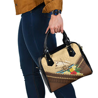 Personalised Bula Vinaka Fiji Drua Shoulder Handbag Fijian Traditional Canoe Tapa Cloth Beige LT14 - Polynesian Pride
