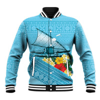Personalised Bula Vinaka Fiji Drua Baseball Jacket Fijian Traditional Canoe Tapa Cloth Blue LT14 Unisex Blue - Polynesian Pride