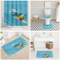 Personalised Bula Vinaka Fiji Drua Bathroom Set Fijian Traditional Canoe Tapa Cloth Blue LT14 - Polynesian Pride
