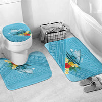 Personalised Bula Vinaka Fiji Drua Bathroom Set Fijian Traditional Canoe Tapa Cloth Blue LT14 Mat Set Only (3 pcs) One Size Blue - Polynesian Pride